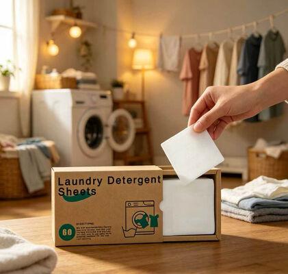 Des feuilles de détergent de linge biodégradables et propres à la peau pour éliminer les taches dures