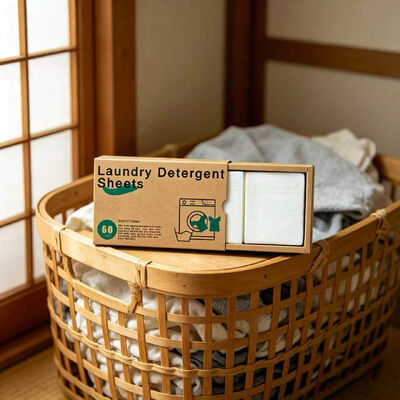 Des feuilles de détergent de linge écologiques prêtes à être utilisées pour les voyages, avec élimination instantanée des taches, pour une utilisation en déplacement