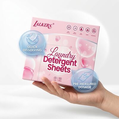 Des feuilles de détergent à base d'usine à haute performance avec emballage zéro déchet et bandes pré-mesurées