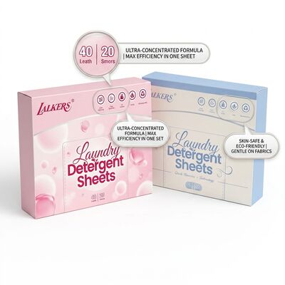 Des feuilles de détergent pour les vêtements à base d'extrait d'huile de noix de coco avec une odeur fraîche de 72 heures et un adoucissement des tissus intégrés