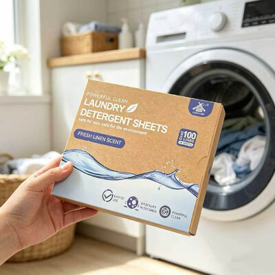 Bon prix Feuilles de détergent à lessive à base de tensioactifs végétaux 12x6cm par bande avec plus de 55% d'ingrédients actifs en ligne