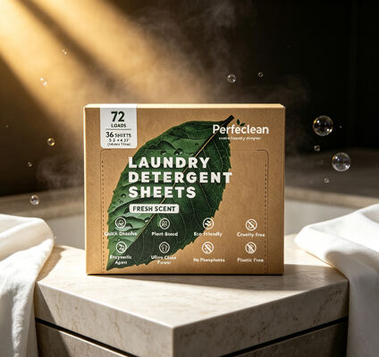 Feuilles de détergent à lessive biodégradables à base de plantes, sans résidus, pour un lavage écologique