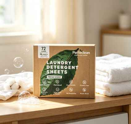 Bon prix Feuilles de lessive biodégradables durables avec tensioactif d'origine végétale pour compatibilité avec les fosses septiques et plus de 55% d'ingrédients actifs en ligne