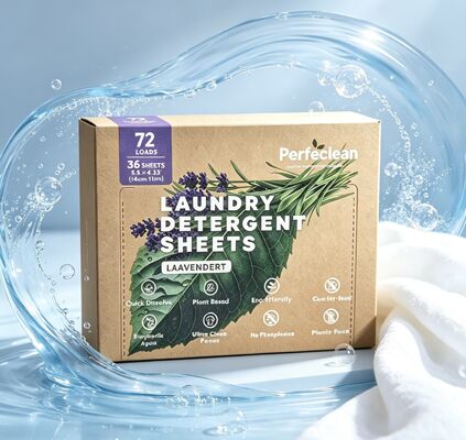 Des feuilles de détergent de linge biodégradables non toxiques et biodégradables pour le lavage respectueux de l'environnement avec un tensioactif à base de plantes