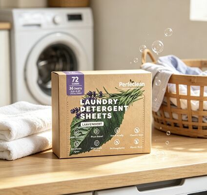 Bandes de lessive biodégradables à base de plantes, sans additifs toxiques, avec plus de 55% d'ingrédients actifs