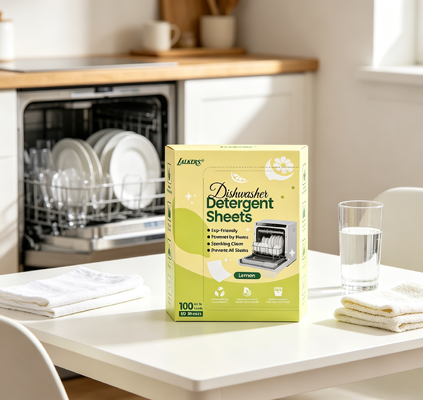 Feuilles écologiques portables pour la vaisselle avec tensioactif d'origine végétale, une feuille par lavage, biodégradables pour le nettoyage quotidien